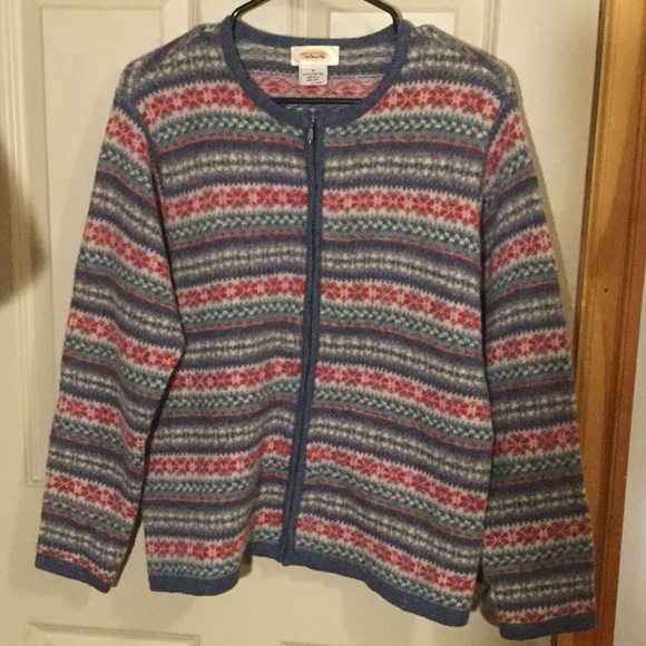 EUC VTG Talbots Fair Isle Wool Zip Cardigan - Picture 1 of 9